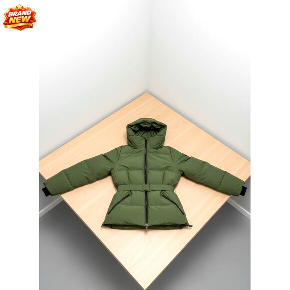 Women's Ski Jacket Hooded Insulated Waterproof Quilted Puffy Snow Coat Belt